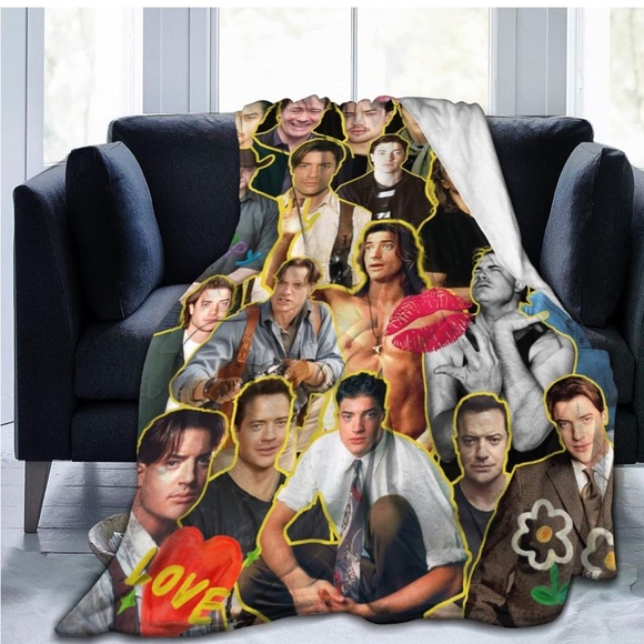 Colorful Celebrity Brendan Fraser Collage Blanket NWT - Picture 1 of 4